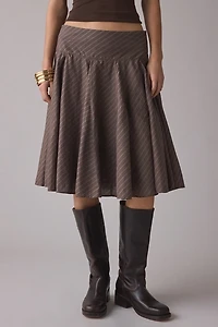UO Olga Bustled Godet Midi Skirt