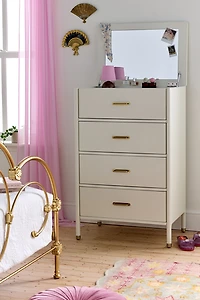 Doe Tall 4-Drawer Flip-Top Mirror Dresser