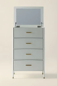 Doe Tall 4-Drawer Flip-Top Mirror Dresser