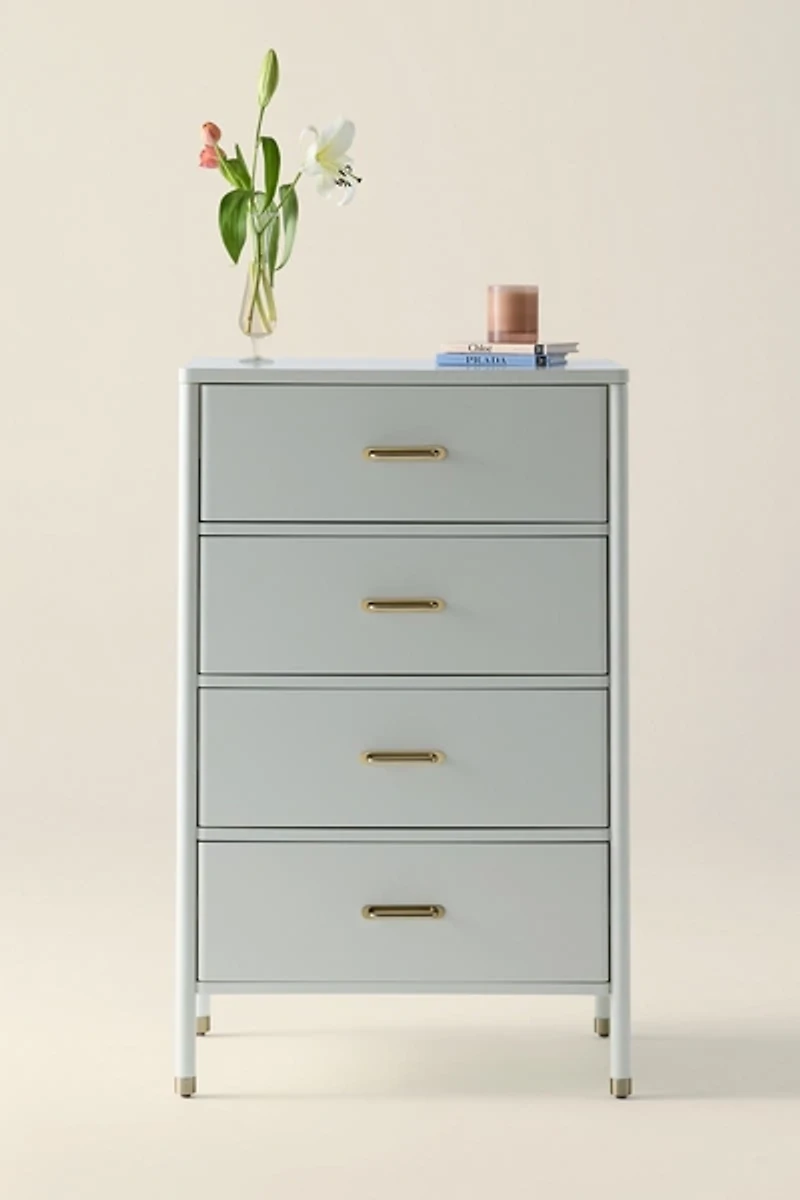 Doe Tall 4-Drawer Flip-Top Mirror Dresser