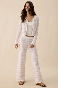 LoveShackFancy Dessa Stripe Cotton Crochet Cardigan