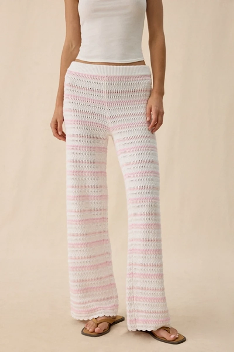 LoveShackFancy Clarabeth Stripe Cotton Crochet Pants