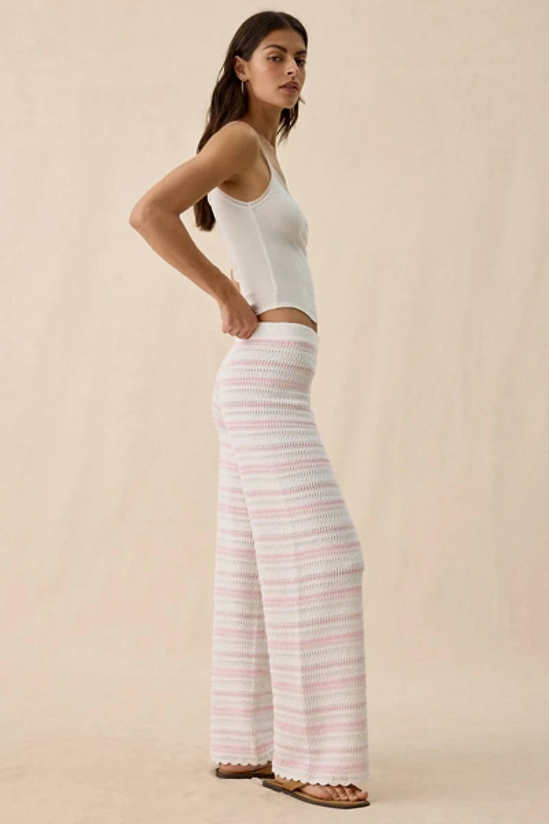 LoveShackFancy Clarabeth Stripe Cotton Crochet Pants