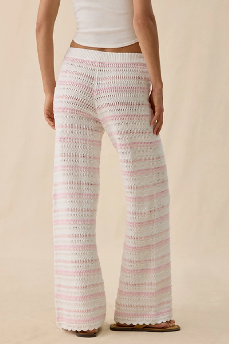 LoveShackFancy Clarabeth Stripe Cotton Crochet Pants