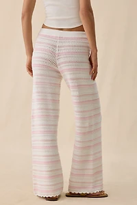 LoveShackFancy Clarabeth Stripe Cotton Crochet Pants