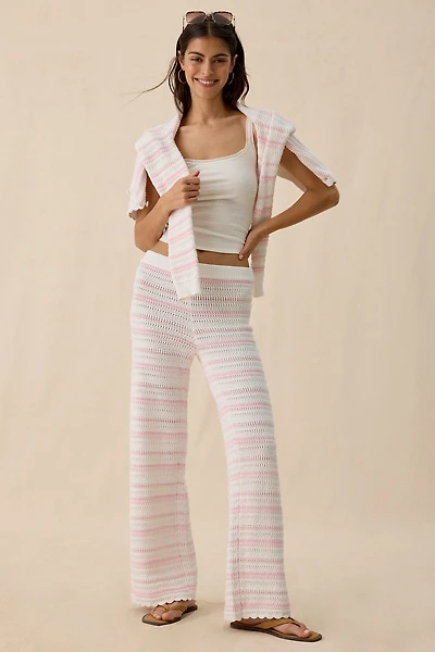 LoveShackFancy Clarabeth Stripe Cotton Crochet Pants