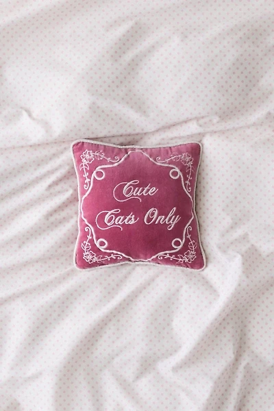 Cute Cats Only Embroidered Velvet Throw Pillow