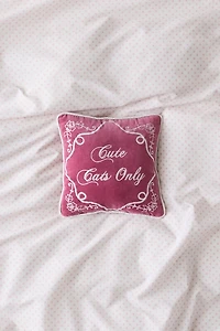 Cute Cats Only Embroidered Velvet Throw Pillow