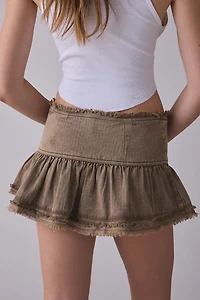 BDG Dakota Military Button Low-Rise Ruffle Skirt