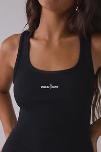 GUESS JEANS Star Embroidered Graphic Rib Tank Mini Dress