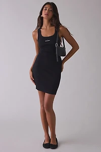 GUESS JEANS Star Embroidered Graphic Rib Tank Mini Dress