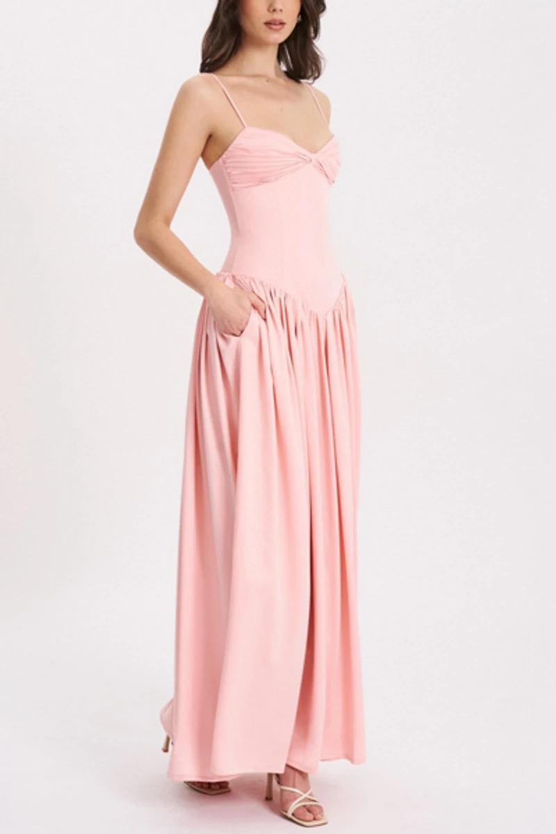 Miss Circle Najwa Ruched Breast Drop Waist Maxi Dress