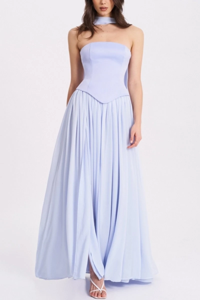 Miss Circle Qianna Corset High Slit Chiffon Dress