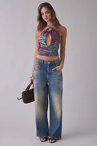 UO Crashing Out O-Ring Plunge Cutout High Neck Halter Top
