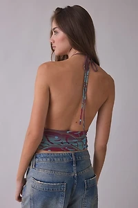UO Crashing Out O-Ring Plunge Cutout High Neck Halter Top