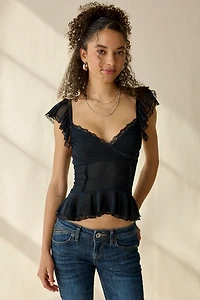 Kimchi Blue Night Bloom Flutter Sleeve Peplum Blouse