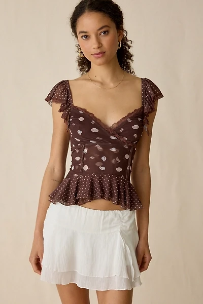 Kimchi Blue Night Bloom Flutter Sleeve Peplum Blouse