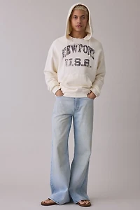 Standard Cloth Graphic Print Notch Neck Hoodie Sweatshirt