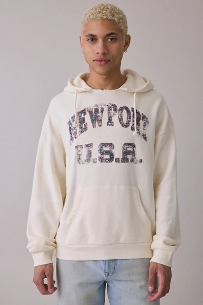 Standard Cloth Graphic Print Notch Neck Hoodie Sweatshirt