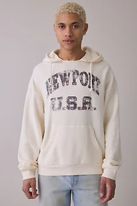 Standard Cloth Graphic Print Notch Neck Hoodie Sweatshirt