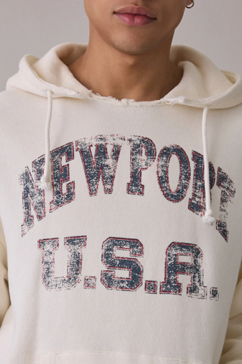 Standard Cloth Graphic Print Notch Neck Hoodie Sweatshirt