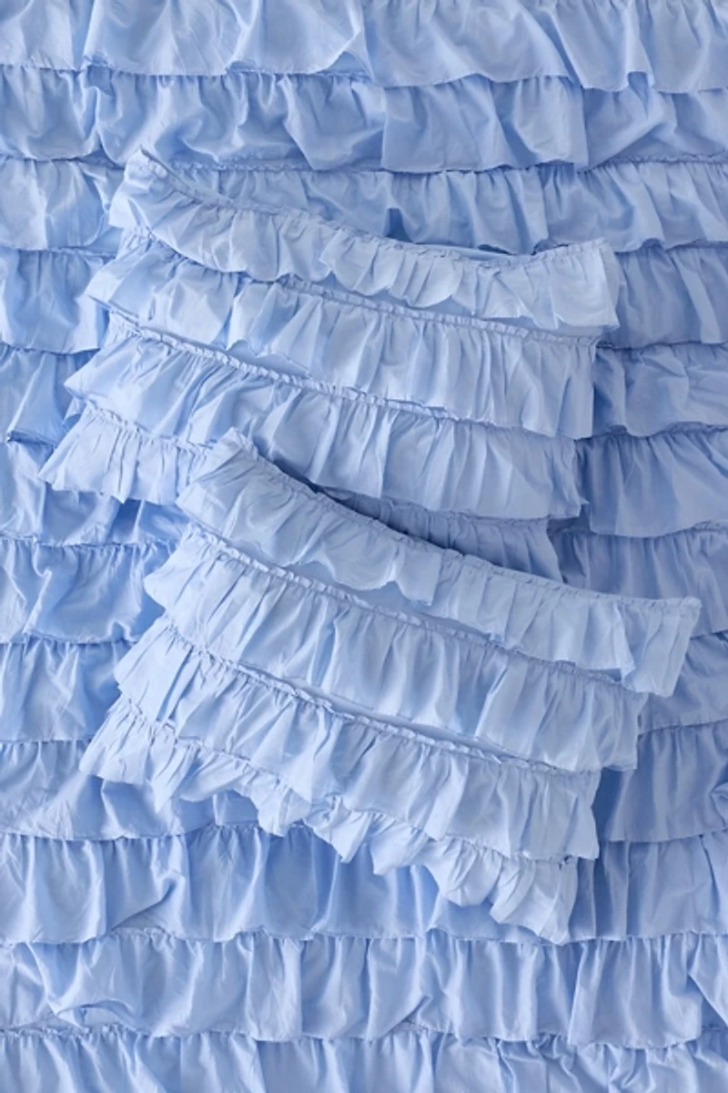 Waterfall Ruffle Cotton Voile Sham Set