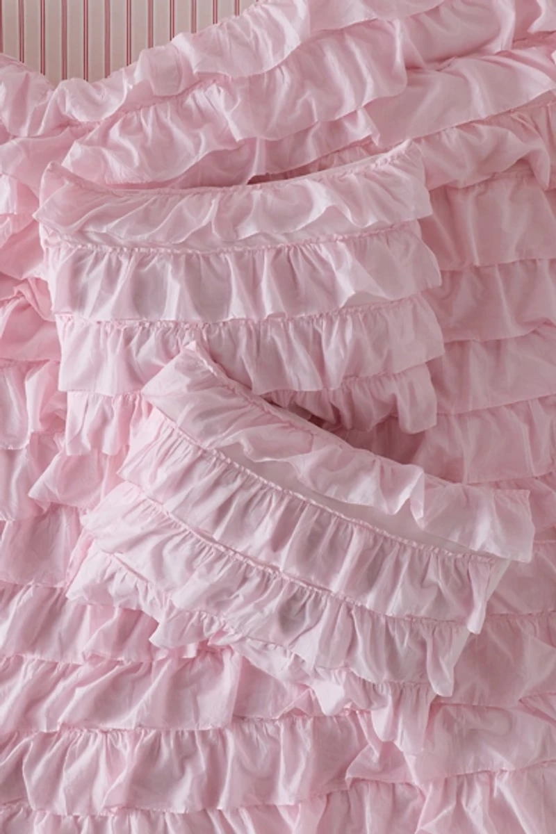 Waterfall Ruffle Cotton Voile Sham Set