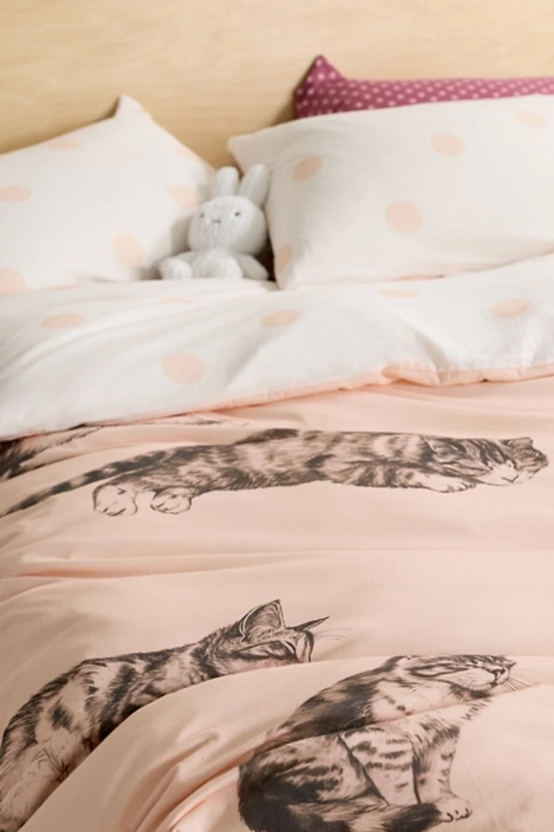 Cat Lady Printed Reversible Soft Tee Jersey Duvet Cover