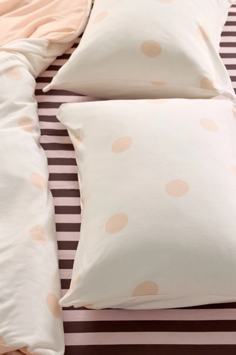 Cat Lady Polka Dot Patterned Soft Tee Jersey Sham Set