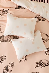 Cat Lady Polka Dot Patterned Soft Tee Jersey Sham Set