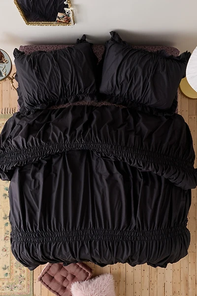 Prairie Cinched Cotton Percale Duvet Cover