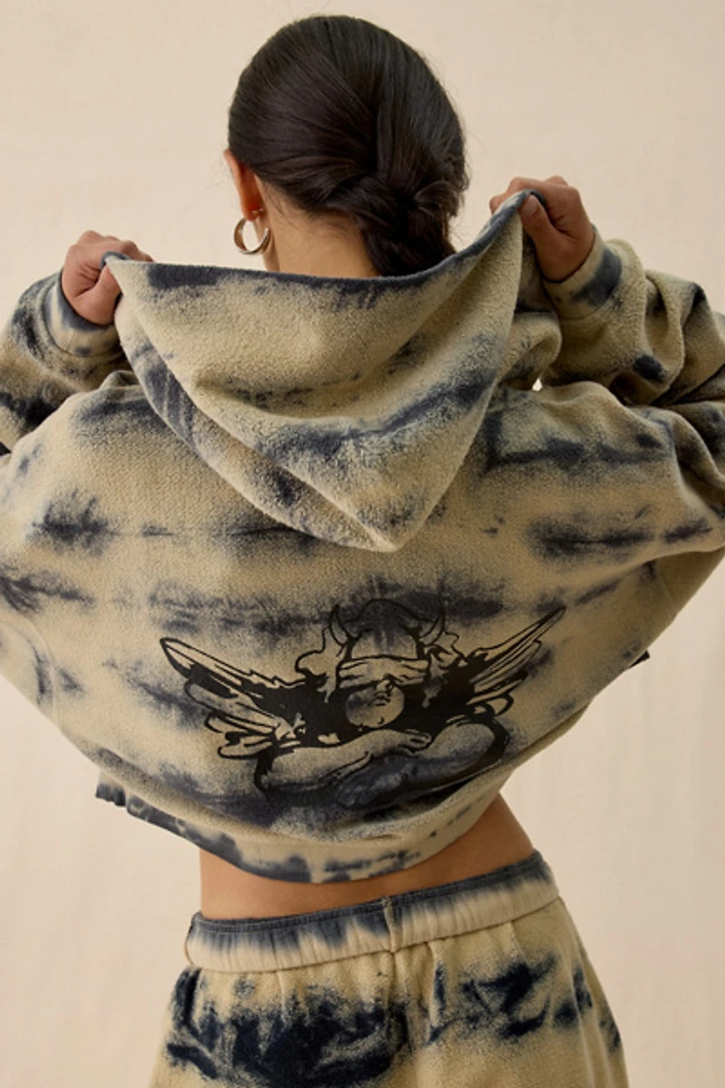 Boys Lie Cowboys Tie-Dye Brushed Zip-Up Hoodie Sweatshirt