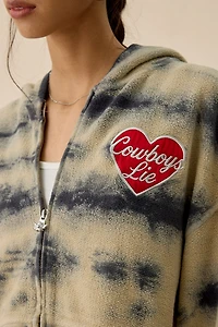 Boys Lie Cowboys Tie-Dye Brushed Zip-Up Hoodie Sweatshirt