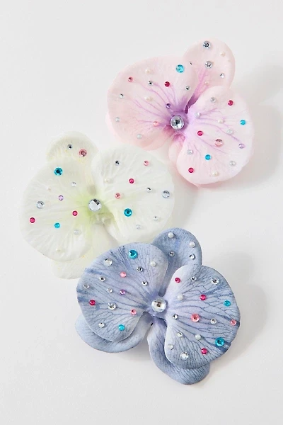 Embellished Orchid Flower Hair Clip & Brooch