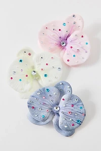 Embellished Orchid Flower Hair Clip & Brooch
