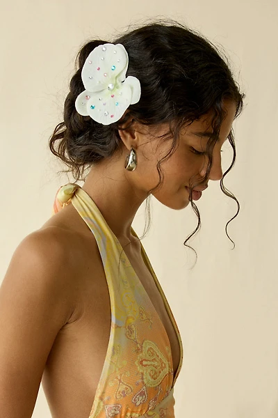 Embellished Orchid Flower Hair Clip & Brooch