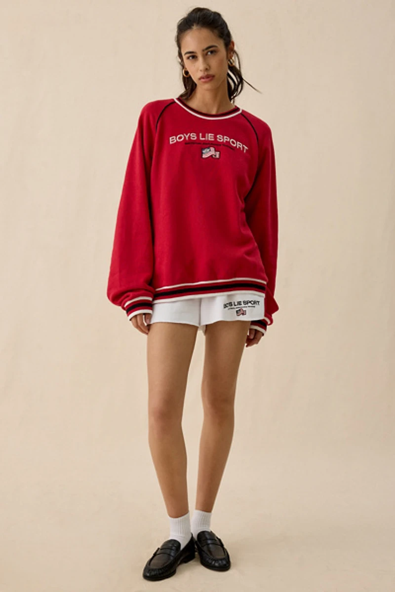Boys Lie Kara Good Sport Embroidered Graphic Crewneck Pullover
