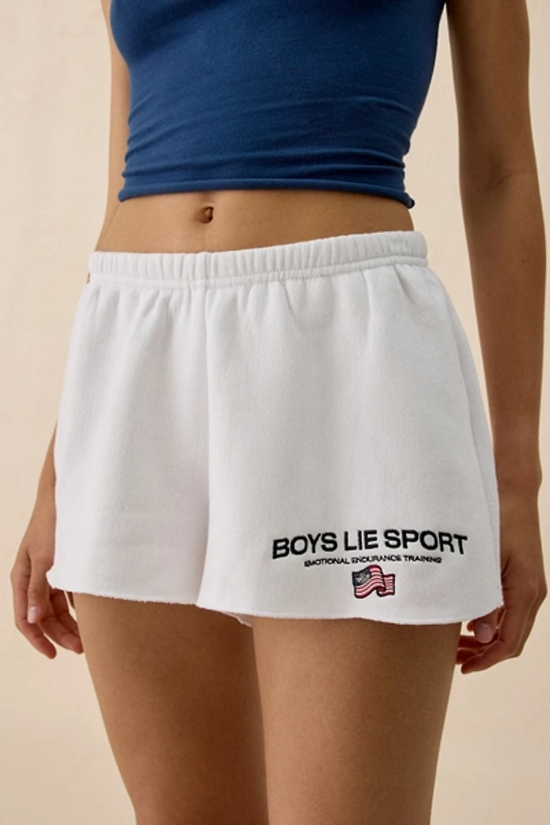 Boys Lie Good Sport Embroidered Graphic Sweat Shorts