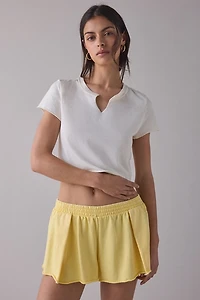 Out From Under No Plans Notch V-Neck Cropped Tee