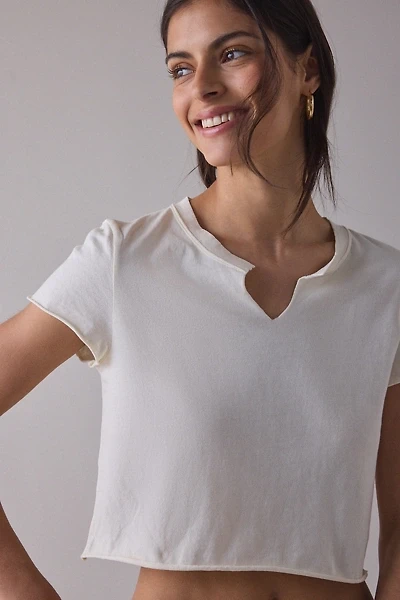 Out From Under No Plans Notch V-Neck Cropped Tee