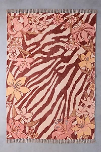 Greta Zebra Floral Patterned Digital Printed Rug