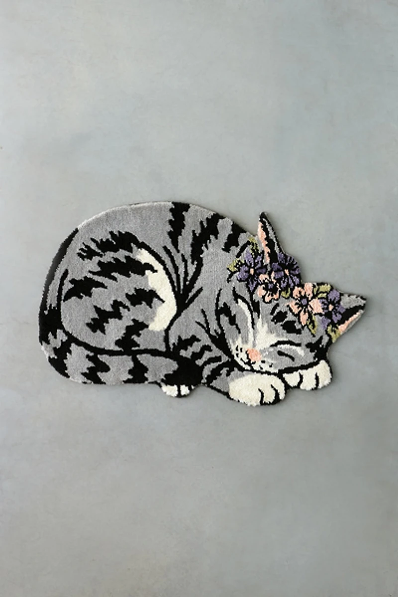 Cat Shaped Knitted Rug