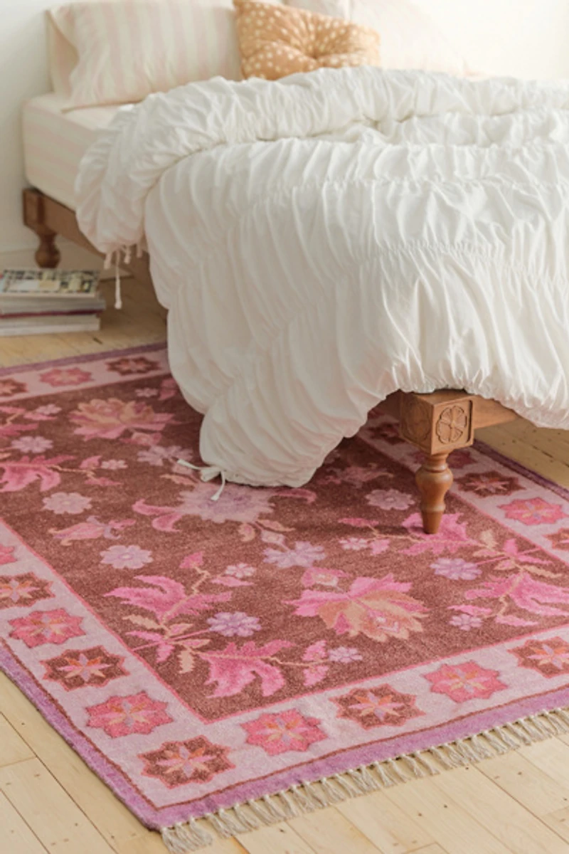 Shreya Geo Floral Digital Printed Chenille Rug