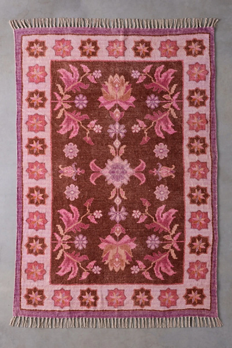 Shreya Geo Floral Digital Printed Chenille Rug