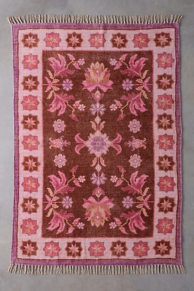 Shreya Geo Floral Digital Printed Chenille Rug