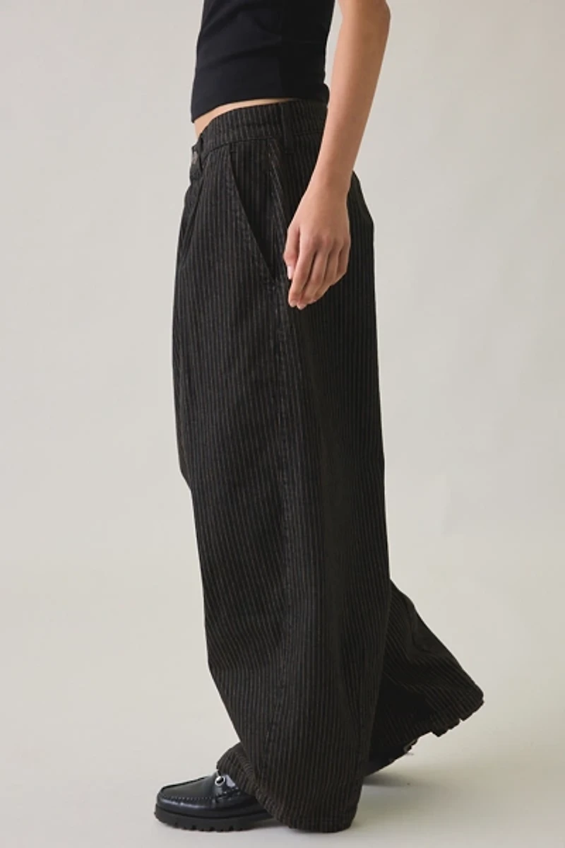 BDG Jax Pinstripe Pleated Cocoon Low-Rise Jeans