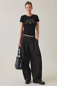 BDG Jax Pinstripe Pleated Cocoon Low-Rise Jeans