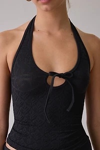 Out From Under Lue Jacquard Seamless Knit Halter Top