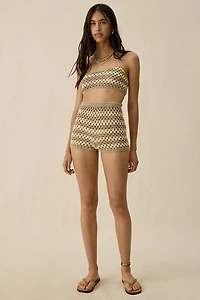 AFRM Gaten Dune Stripe Crochet Halter Bra Top
