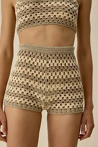AFRM Callahan Dune Stripe Crochet Micro Shorts